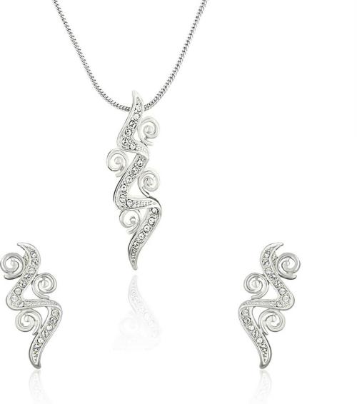 Mahi Women Rhodium Plated Brass, Alloy Jewellery Set (White) JioMart
