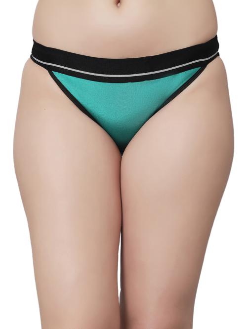 Prettycat Women Green, Black Polyester Thong Panty (L)