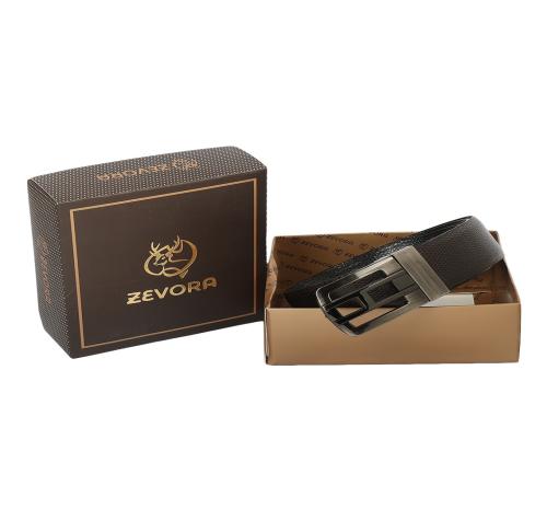 ZEVORA Men Brown & Black Solid Reversible Belt