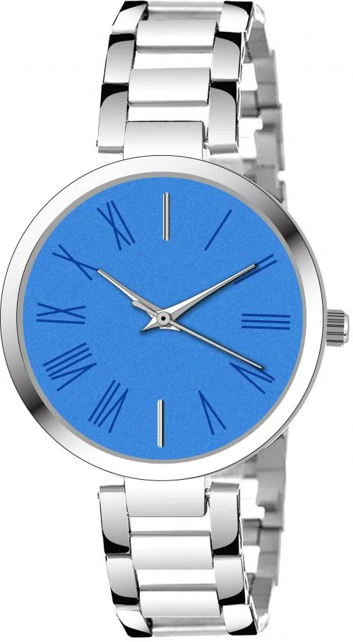 Blutech Analog Blue Dial Silver Strap Watch For Women