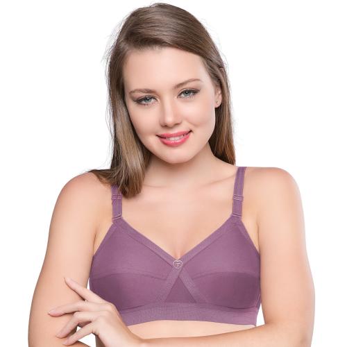 TRYLO KRUTIKA PLAIN WOMEN'S NON-WIRED NON-PADDED FULL COVERAGE 100% COTTON BRA KRUTIKA PLAIN Purple 44F