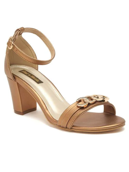 Flat n Heels Brown Block Heel Sandals for Women