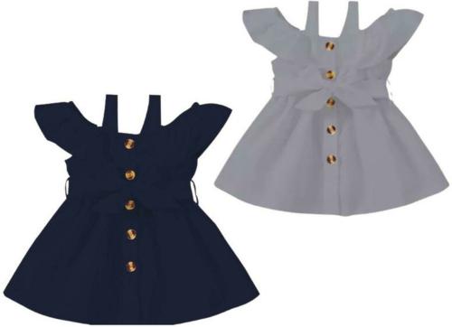 Styleart E-commerce Pvt Ltd Girls Navy, Grey Cotton Blend Party Dress