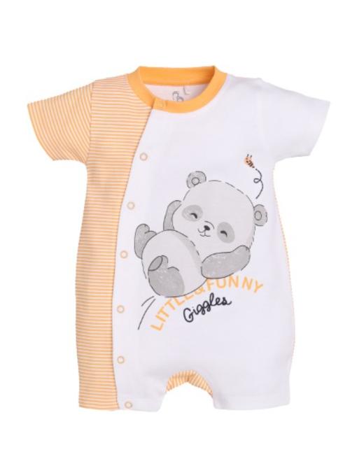 Baby Go Half Sleeve 100% Pure Cotton Rompers For Baby Boys (3-6 M,Lemon)