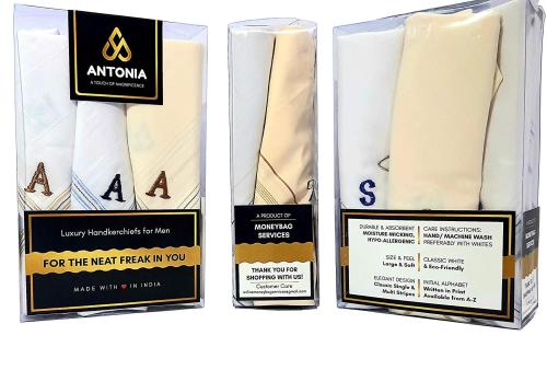 Antonia Striped Handkerchief Initial J (Pack Of 3)