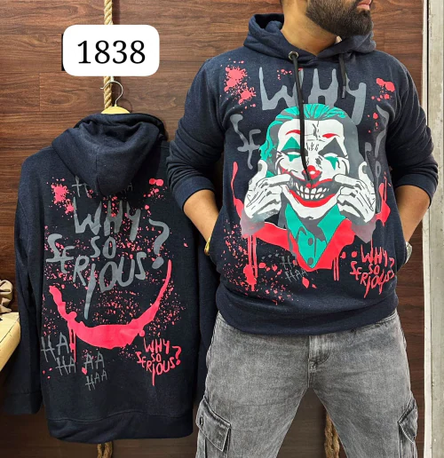 Mitansh Fashion House Russian Fleece Hoodies Front-Back Print Workdies ||Size-XL ||color - Grey