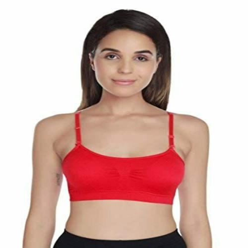 F.Fashiol.com Women's Bras Seamless Six Strap Back Bralette Sports,Padded Yoga Bra (Color-Red, Size-36)