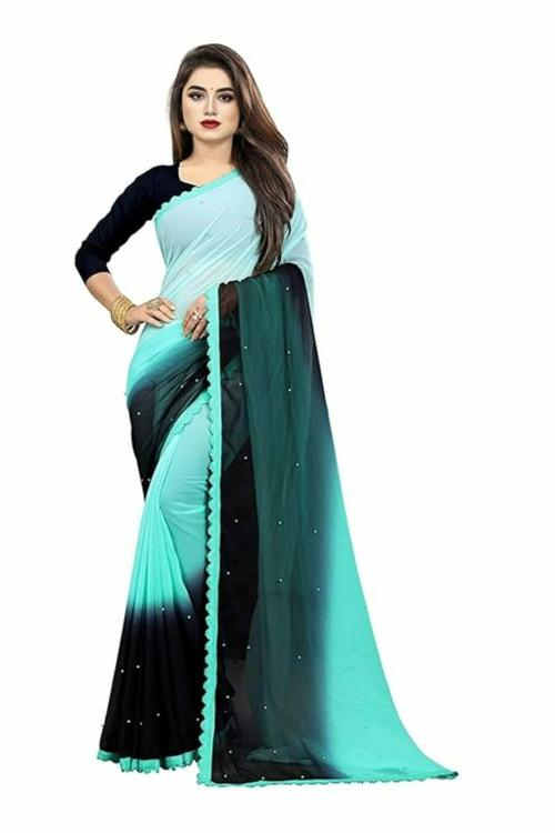 DhNiK CREATION Pure Georgette padding saree with Beautiful Lace border