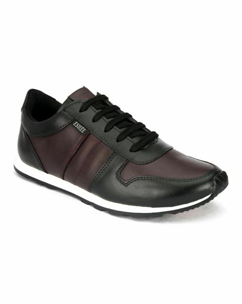 ESMEE Men's Casual Lace-Ups Sneakers (Black-Bordo)