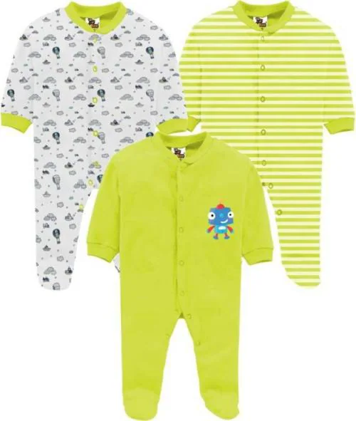 SMILEY APPU CLOTHING Romper For Boys & Girls Casual Printed, Striped Cotton Blend (Multicolor, Pack of 3)
