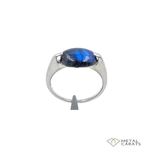 Metal Carats 925 Sterling Silver Oval Cabochon Labradorite Ring Natural Amazonite Women Statement