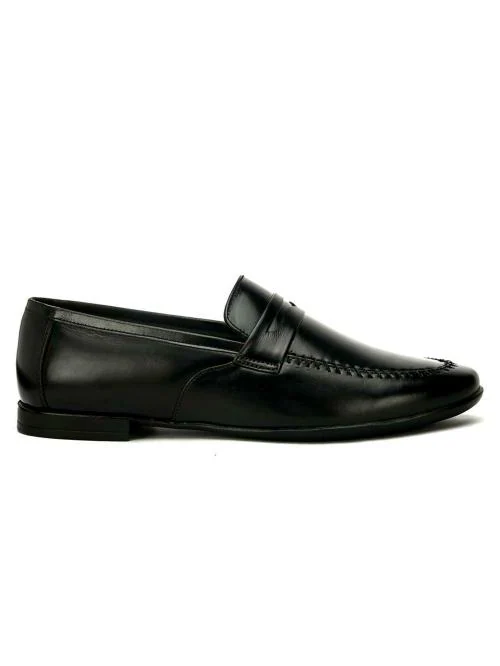 FENTACIA Men Black Genuine Leather Slip-On Formal Shoes(Highly Comfortable)