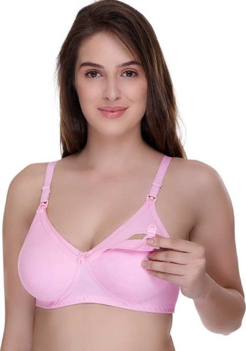 Zourt Women Stylish Non Padded B Cup Feeding Bra Light Pink