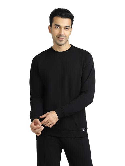 XYXX Black French Terry Cotton Cruze Men Sweatshirt
