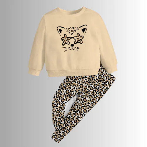 DE TEES GIRLS PRINTED TOP AND BOTTOM SET 160GSM COTTON JERSEY