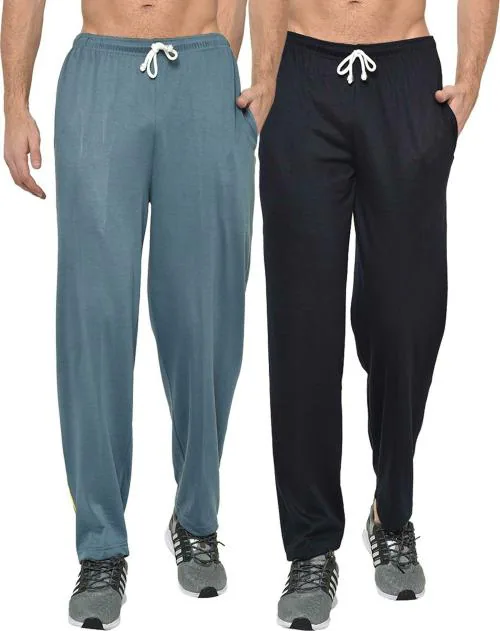 Buy Vimal Jonney Men Multicolor Solid Cotton Blend Track Pants (Pack of