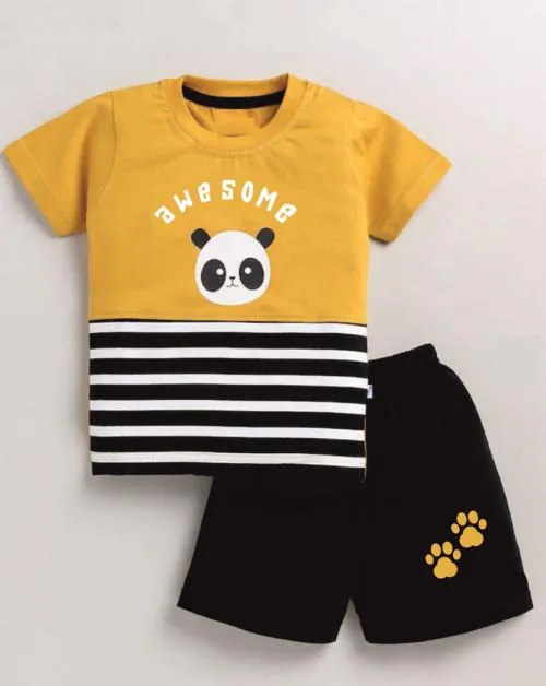 Gudpig Boys(kids)Stylish Ultra Soft Cotton Printed T-shirts&Shorts Setitems-(Set of 1)