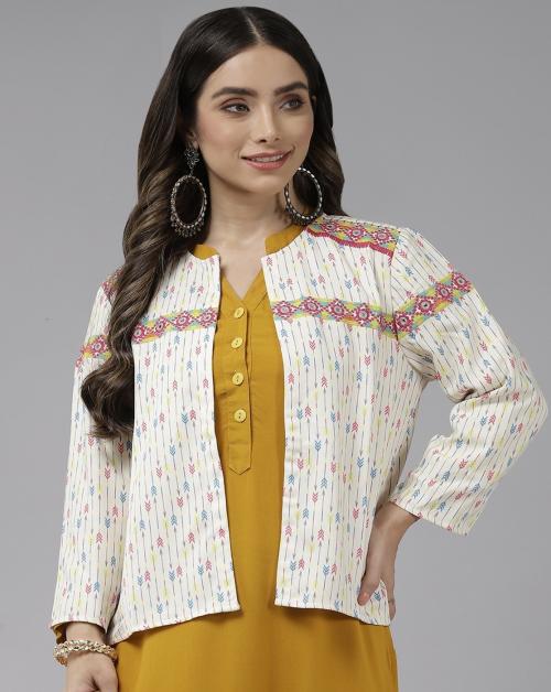 Aarika Womens Cream Color Shrug