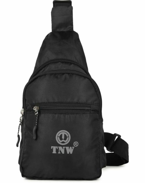 TnW Black Fabric Men and Women Sling Bag 15 L