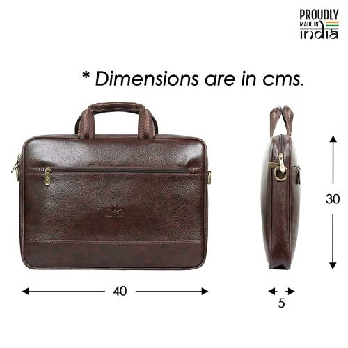 The Clownfish Brown Leather Unisex Laptop Messenger Bag 14 Inch