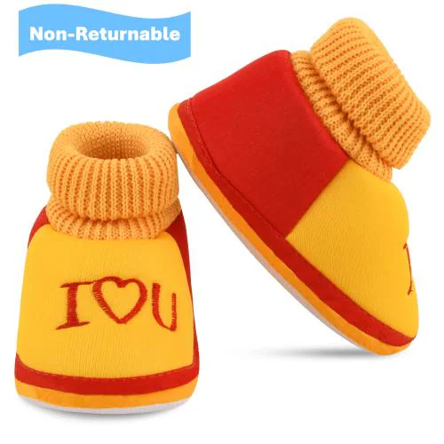 SMARTOTS Pack of 1 Stylish New Born Baby Shoes | Skin Friendly Comfortable Baby Boy Shoes New Born 0-9 Months | Baby Boy Shoes New Born | Baby Shoes 0 Size | Baby Shoes | Baby Booties | Baby Girl Shoes 0 Size | Baby Footwear, Color-ILOVEU-Yellow