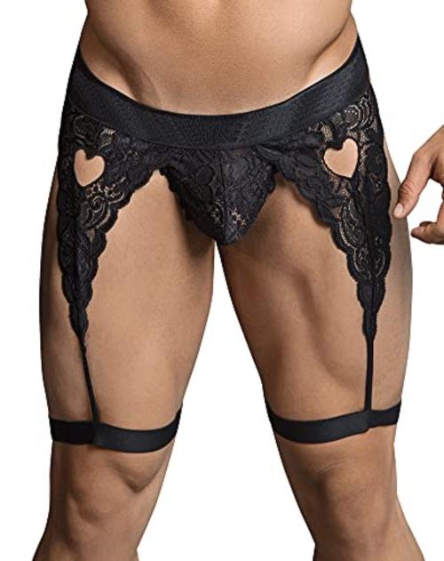 LEADWORT Black Nylon and Spandex Thong Bikinis Underwear ML-07399