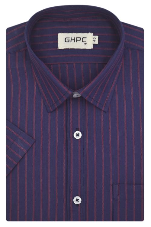 GHPC by Arihant Men's 100% Cotton Vertical Striped Half Sleeves Regular Fit Formal Shirt