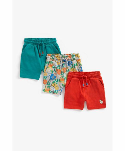 Mothercare Boys Shorts Elasticated Waist-Pack of 3-Multicolor