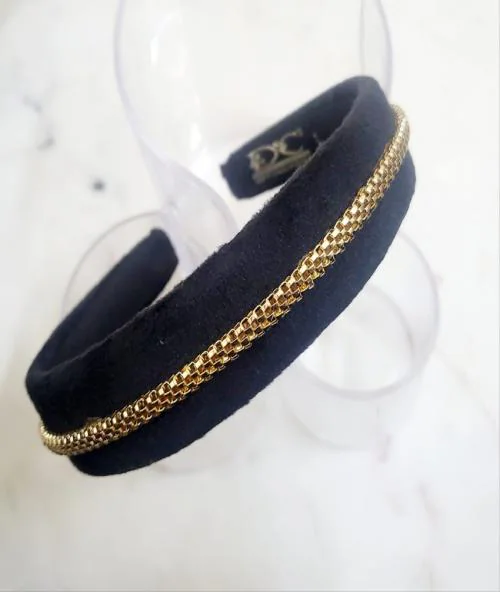 Deepti Chandna Designs Black Hair Band Plastic Head Band for Girls and Women (Black 1 Inch, Round Chain)