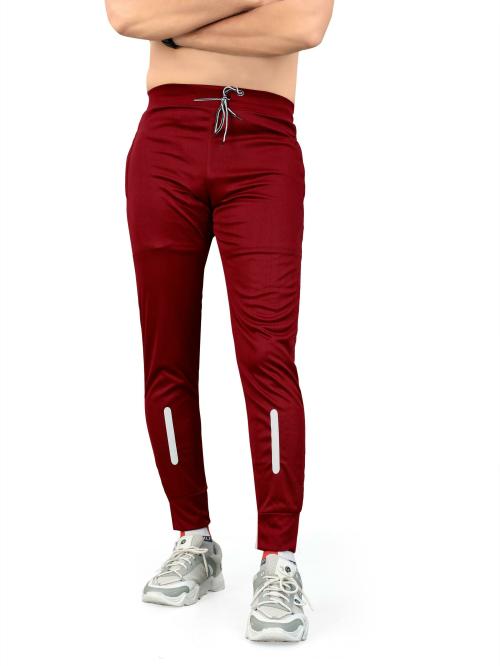 Laheja Men Maroon Printed Lycra Blend Single Track Pants