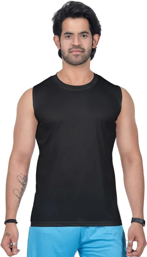 PRIME PLUS Solid Round Neck Sando Vest - M