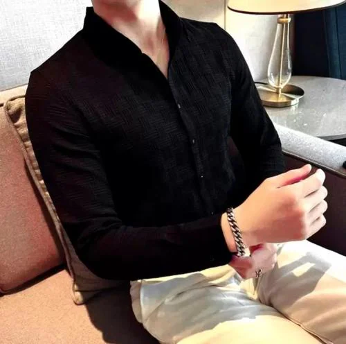 OCtaviAN POPCORN FABRIC HALF SLEEVEPLAIN PARTY WEAR CASUAL SHIRT 612-XL