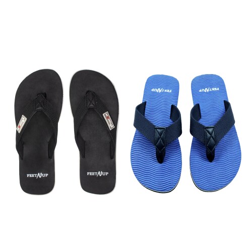 FEETNUP slippers for Men | Flip-Flops and House Slippers | flip flop daily use | chappal | Extra Soft, Lightweight, Comfortable & Casual Footwear (BLACK 8001 / blue 9001) Size- 10