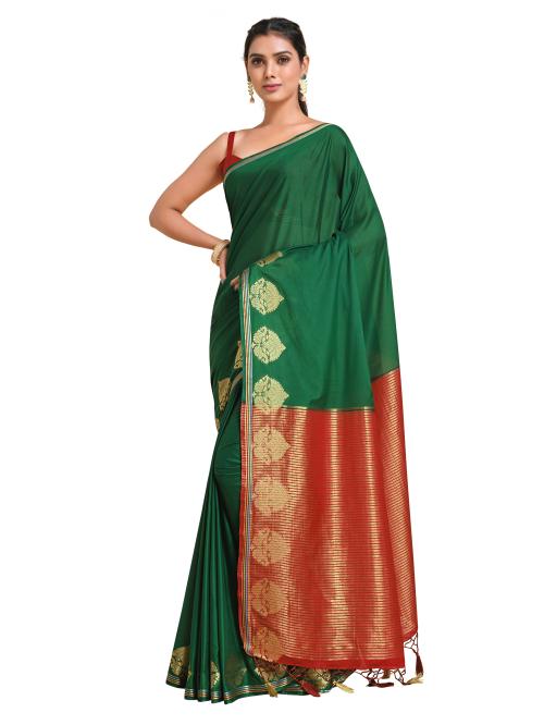 Mimosa Women's Mysore Silk Crepe Saree With Unstiched Blouse : 5539-525-2D-BG-RD