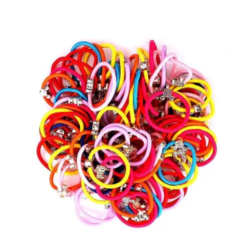 Navmav Multicolor Cotton Stone Studded Ponytail Bands (Women And Girls) (Pack Of 10)