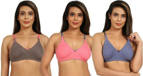 V18 Women's True Curv Double Layered Non Wired 3/4th Coverage Sag Lift Bra Pack of 3