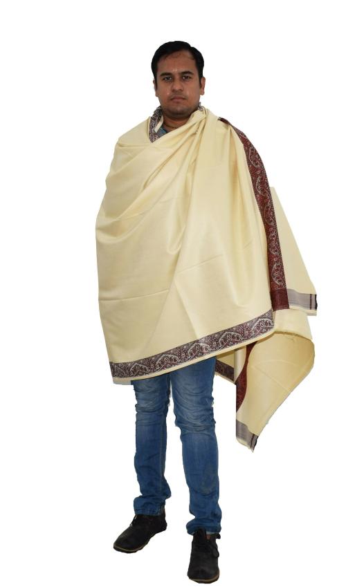 Vrinde Wool Self Design Men Shawl 100*50 Inch