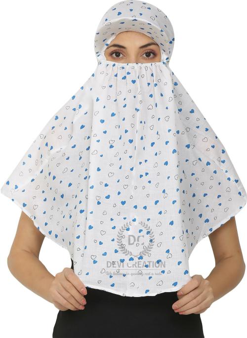 Devi Creation Sun Protection rayon cotton Innovative Printed Scarf Cum Mask With Face Cover For Women's And Girls White
