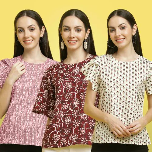 Poshyaa Tops for women western wear party wear tops for women crepe stylish combo pack 3 s to xl size