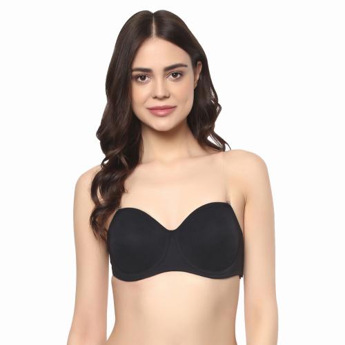 SOIE- Wired Non Padded Multiway Black Balconette Bra-Black-40B