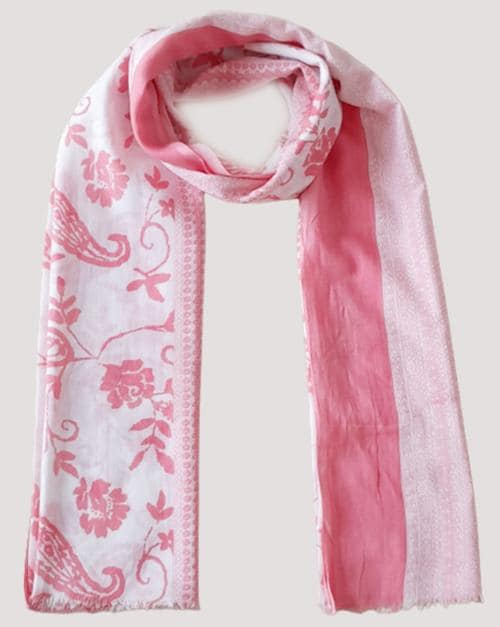Cashmere Craft Pure Cotton Printed Pink Scarf/stole for Men & Women