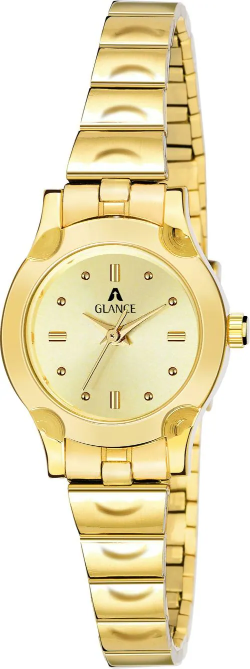 Aglance Analog Gold Dial Gold Strap Watch for Women & Girls (8019YM01)
