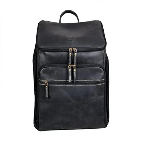Buy BP02 ADAMS Black Leather Backpack Online at Best Prices in India ...