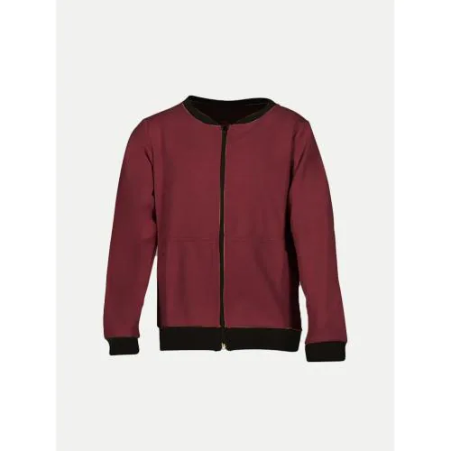 Rad Prix Teen Boys Solid Maroon Zipper Cardigan Sweatshirt-11-12 Year- 100% Cotton