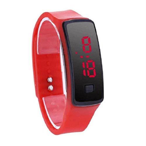 Crispy Digital Black Dial Red Strap Watch For Women