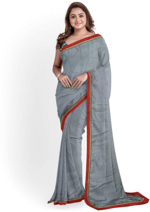 Sareez House Women Grey Solid Art Silk Daily Wear Saree (Paytm-Grey-Fk)