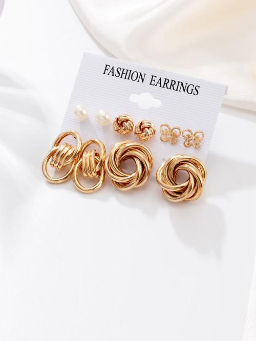 Jewels Galaxy Gold Plated Studs Earrings Combo For Women/Girls (Style 1)
