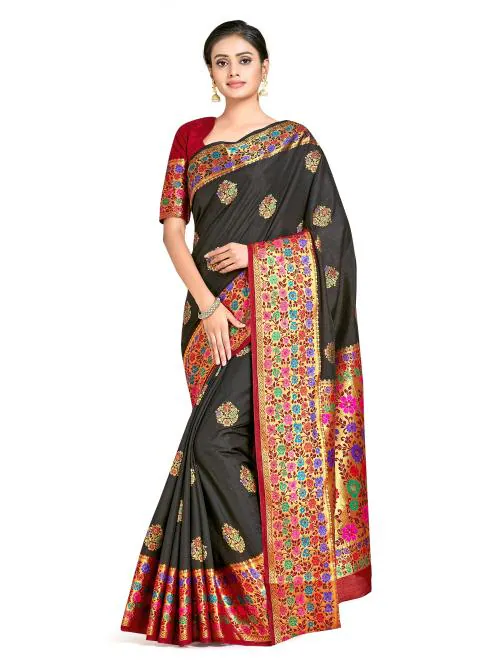 Mimosa Dharmavaram Style Art Silk Saree Color: Tan Brown (4731-2702-2D-CH-MR)