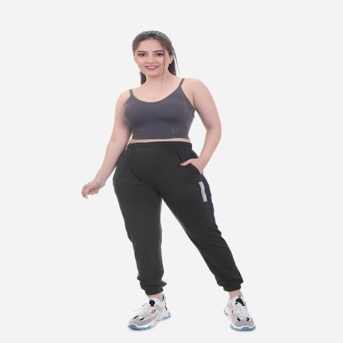 CLINT Casual Summer Wear Side Stripe Cotton Jogger For Women's ( OLIVE )