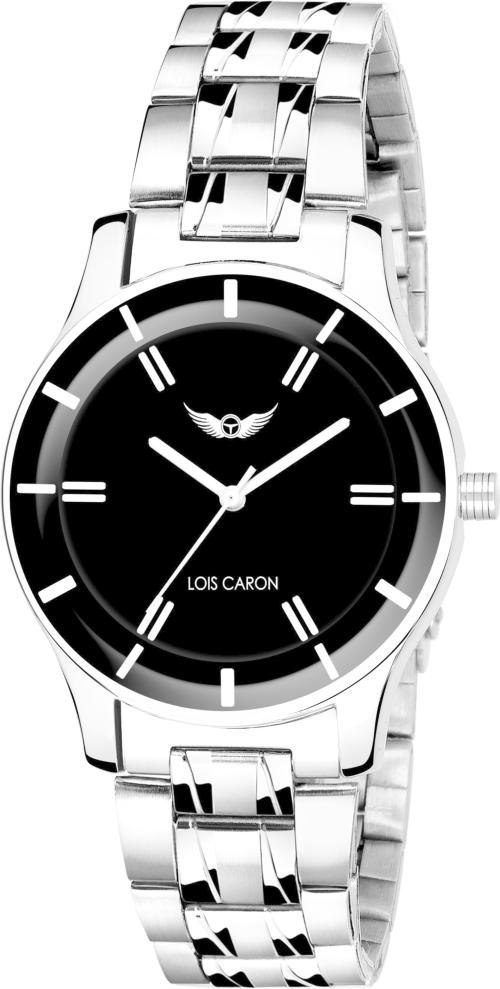 LOIS CARON LCS-4678 BLACK DIAL AND SILVER BRACELET WATCH Analog Watch - For Women